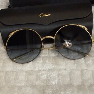 Cartier Women's Sunglasses in Gold with Black Lenses